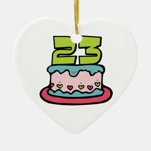 23 jaar oude Birthday Cake Keramisch Ornament (Voorkant)