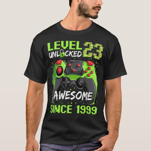 23 jaar oude gamer Man sinds 1999 Geweldige T-shirt (Voorkant)