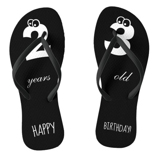 23 jaar oude HAPPY BIRTHDAY Print Cute Black Teenslippers (Voetbed)