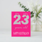 23 jaar verjaardag FELICITATIE Cute Hot Roze Briefkaart (Staand voorkant)