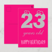 23 jaar verjaardag FELICITATIE Cute Hot Roze Briefkaart (Voorkant / Achterkant)