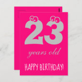 23 jaar verjaardag HEERLIJKE VERJAARDAG Roze Briefkaart (Voorkant / Achterkant)