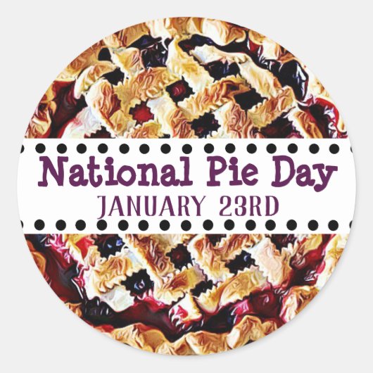 23 januari is Nationale Pie Day Food Feestdagen Ronde Sticker (Voorkant)
