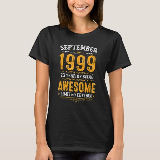 23 jarig 23 jaar oud Geweldige sinds september T-shirt (Voorkant)