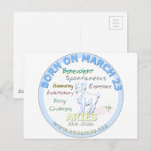 23 maart verjaardag - Ram Briefkaart (Voorkant / Achterkant)