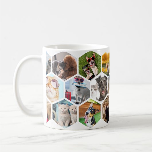 23 Pet Photo Collage - Classic Hexagon Shape Giant Koffiemok (Links)