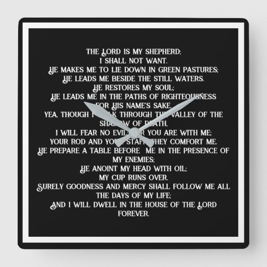 23 Psalm Vierkante Klok (Voorkant)