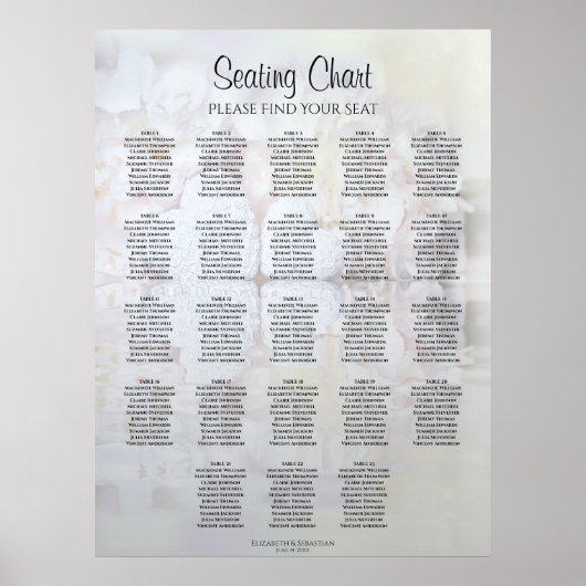 23 Tabel White Reflections Wedding Seating Chart Poster (Voorkant)