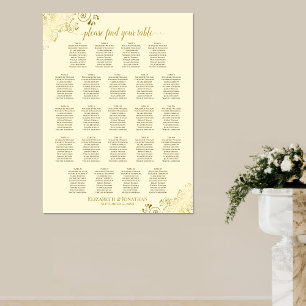 23 Tafel Crème & Gouden Kwasten Bruiloft Zitplaats Poster