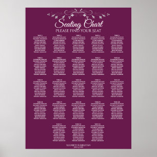 23 Tafel Elegant Cassis Wedding Seating Chart Poster