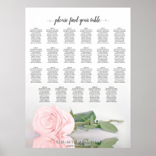 23 Tafel Elegante Roze Roos Trouw Stoelen Chart Poster