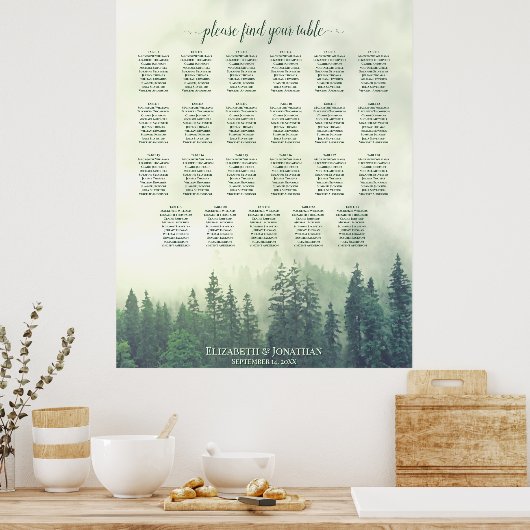 23 Tafel Groene Bergpine Bindende Zitkaart Poster (Keuken)
