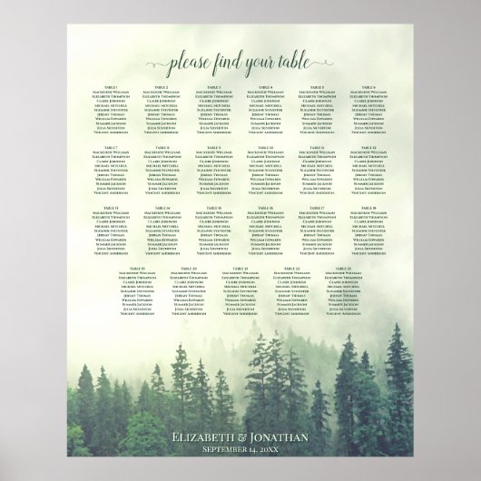 23 Tafel Groene Bergpine Bindende Zitkaart Poster (Voorkant)