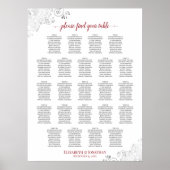 23 Tafel Lacy Silver Wedding Seating Chart Red Poster (Voorkant)