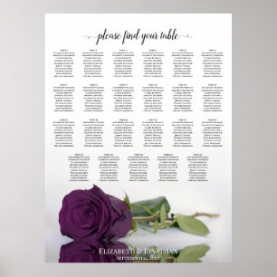 23 Tafel Pruim Paarse Roos Huwelijks zitplaats Cha Poster