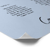 23 Tafel Stof Blauw Foto Stoelenkaart Poster (Hoek)