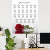 23 Tafel Weergavend Rode Roos Bruiloft Zitplaatska Poster (Thuiskantoor)