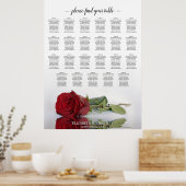 23 Tafel Weergavend Rode Roos Bruiloft Zitplaatska Poster (Keuken)