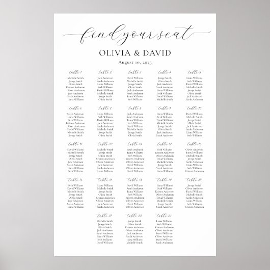 23 Tafels Eenvoudig vind uw zitplaats zitplaatsdia Poster (Voorkant)