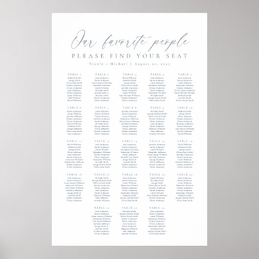 23 Tafels Stoelenkaart van onze favoriete mensen Poster (Voorkant)