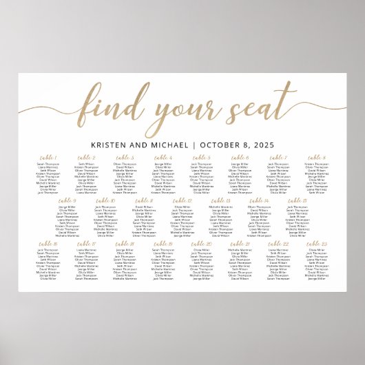 23 Tafels Vind uw zitplaatskaart plan Poster (Voorkant)