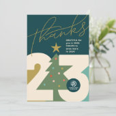 23 Vet Jaar Kerstboom Corporate Vakantie Kaart (Staand voorkant)