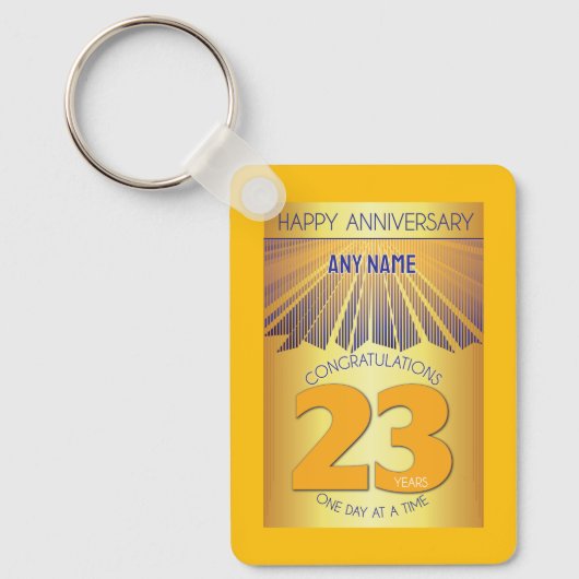 23 Year Sober Anniversary | Golden Ray 12 Step Sleutelhanger (Voorkant)