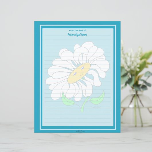 23Big Happy Daisy Blue Lined Paper Sheet (Staand voorkant)