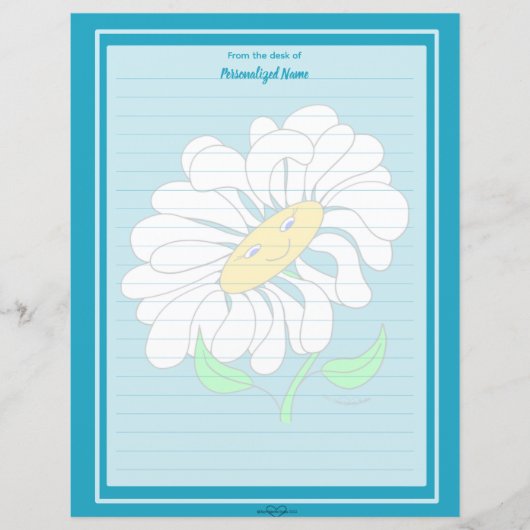 23Big Happy Daisy Blue Lined Paper Sheet (Voorkant)
