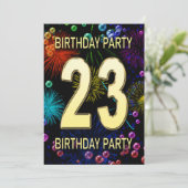 23e 'Birthday Party'-belletjes voor uitnodigingen  (Staand voorkant)