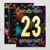 23e 'Birthday Party'-belletjes voor uitnodigingen  (Voorkant / Achterkant)