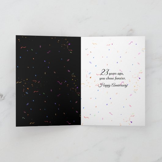 23e bruiloft Jubileum Champagne Toast Kaart (Binnen)