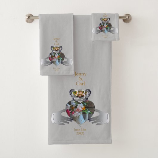 23e bruiloft Jubileum Claddaugh Foto Bad Handdoek (Insitu)
