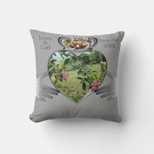 23e bruiloft Jubileum foto Claddaugh gooien pi Kussen (Voorkant)