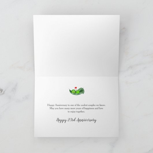 23e bruiloft Jubileum, twee erwten in een pod, har Kaart (Binnen)