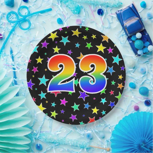 23e evenement: Vet, Fun, kleurrijke regenboog 23 Papieren Bordje (Feest)