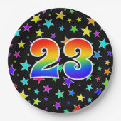 23e evenement: Vet, Fun, kleurrijke regenboog 23 Papieren Bordje (Voorkant)