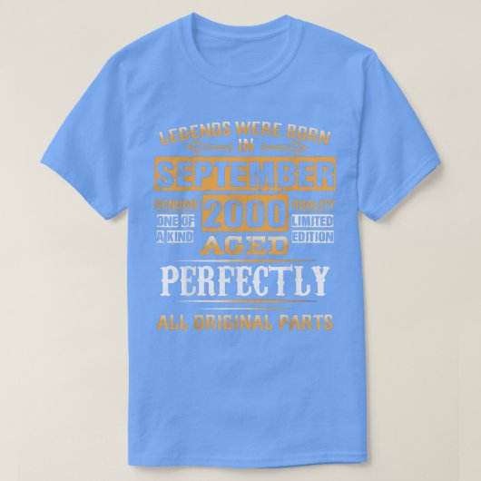 23e geboortedag T-shirt Legends, geboren in septem (Design voorkant)
