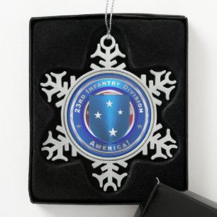 23e infanteriedivisie tin sneeuwvlok ornament