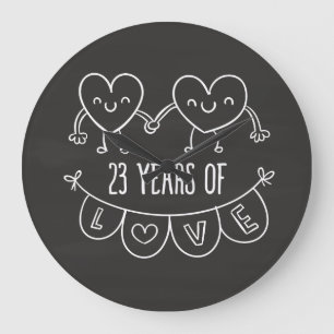 23e Jubileum Gift Chalk Hearts Grote Klok