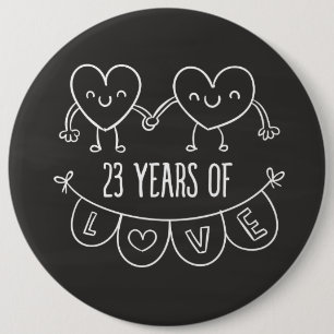 23e Jubileum Gift Chalk Hearts Ronde Button 6,0 Cm