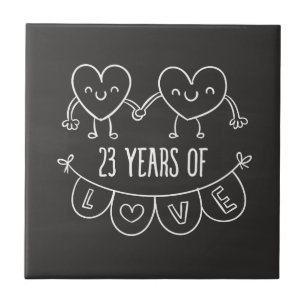 23e Jubileum Gift Chalk Hearts Tegeltje