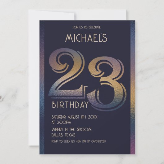23e paarse en gouden verjaardag kaart (Voorkant)
