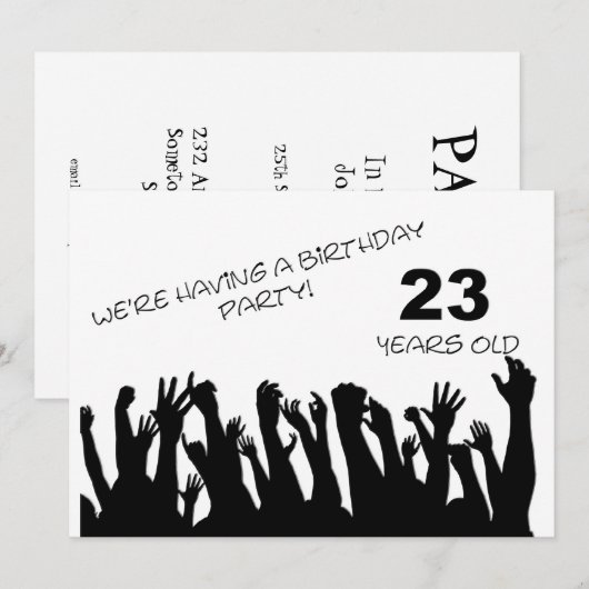 23e partijuitnodiging met vrolijke menigten kaart (Voorkant / Achterkant)