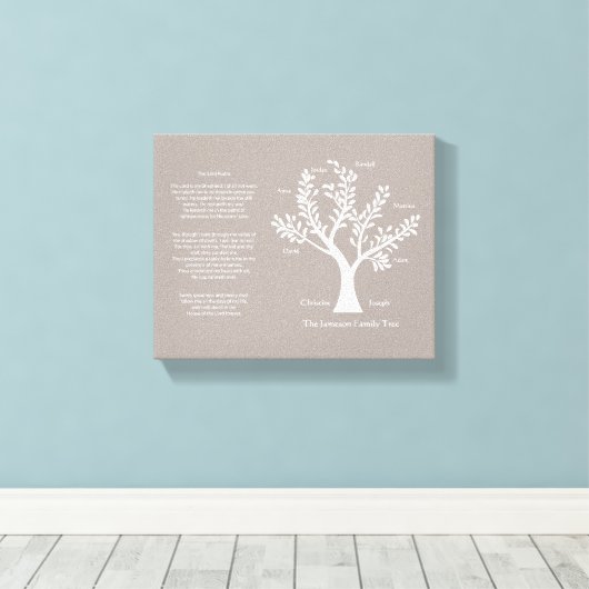 23e Psalm stamboom canvas, warm grijs Canvas Afdruk (Insitu (Houten vloer))