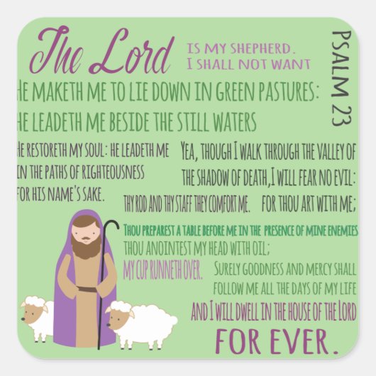 23e psalm vierkante sticker (Voorkant)