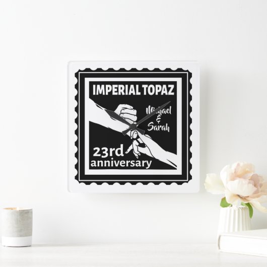 23e trouwdag Imperial Topaz Vierkante Klok (Huis)