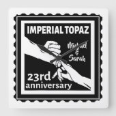 23e trouwdag Imperial Topaz Vierkante Klok (Voorkant)