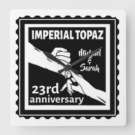 23e trouwdag Imperial Topaz Vierkante Klok