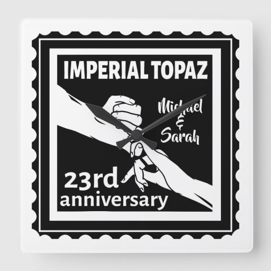 23e trouwdag Imperial Topaz Vierkante Klok (Voorkant)